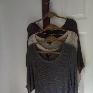 3 metallic tunics, silver/copper/cream, XL, A New Approach